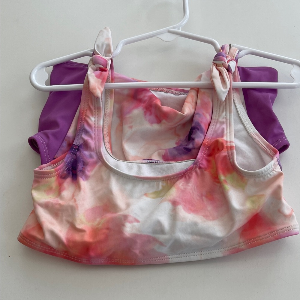 DSG Girls' Tie-Dye Knot Strap Sports Swimsuit bikini - Purple / Multi
